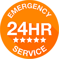 24 Hour emergency services available badge